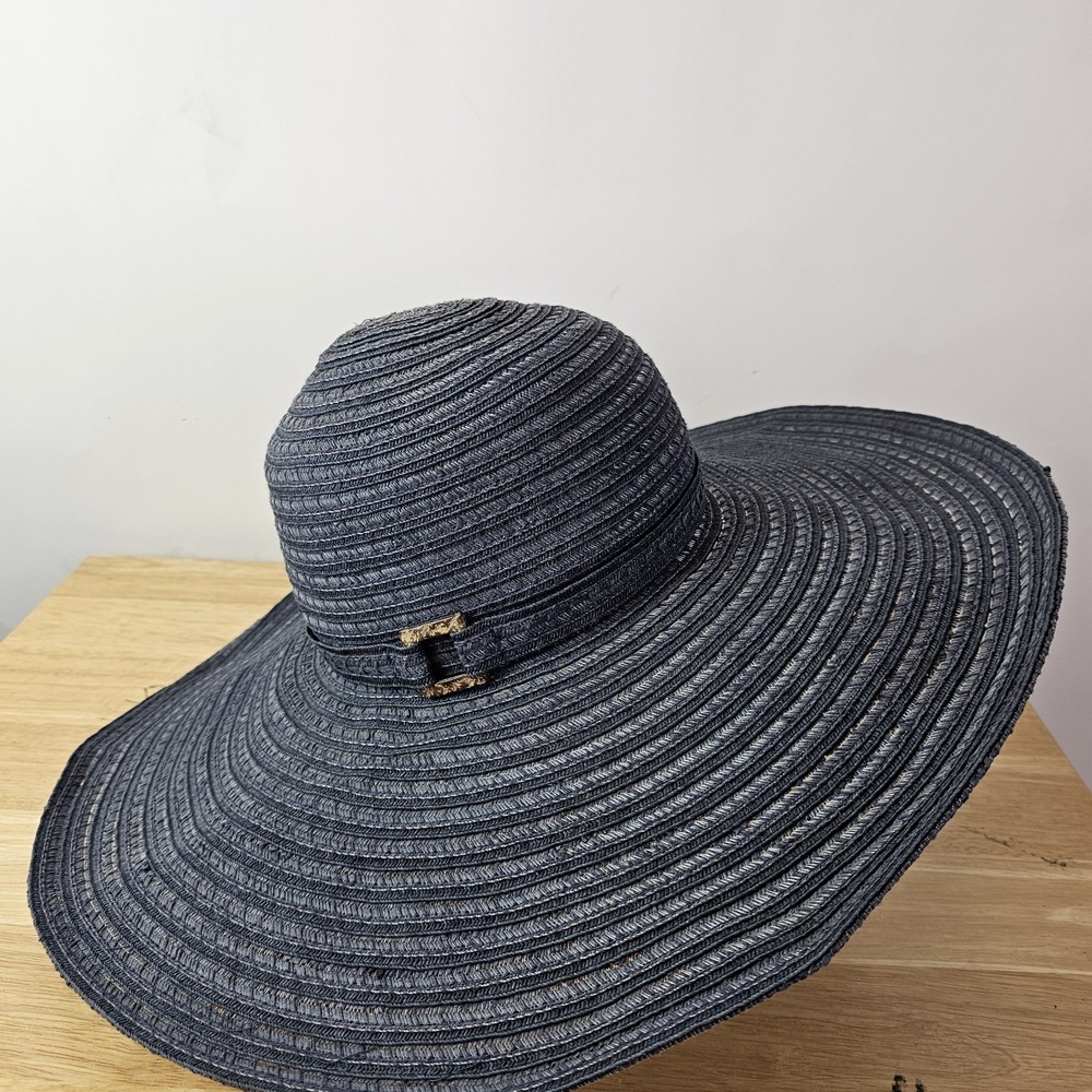 Tommy Bahama Blue Sun Straw Hat Womens One Size Vacation Resortwear Beach